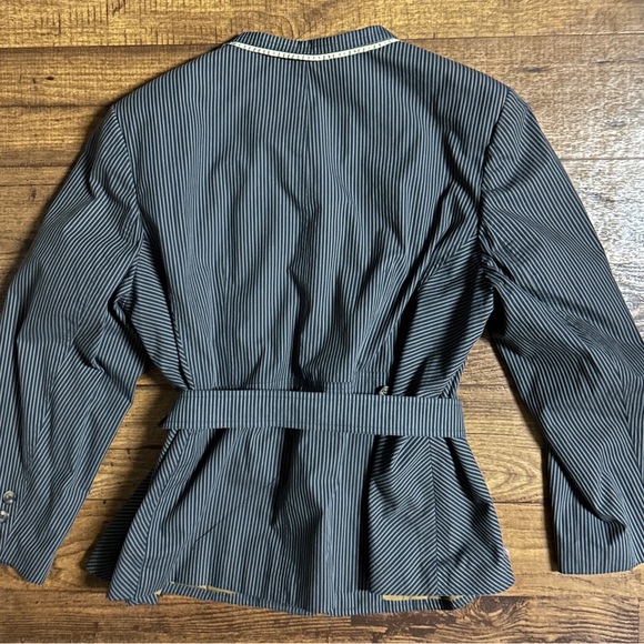 Apostrophe • Navy Blue/Brown • Striped • Size 22W (2 X-Large) • Trench Jacket - Picture 8 of 9